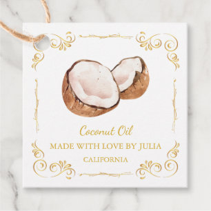 Étiquettes Cadeau Tag de hang du Carré d'huile de coco maison vintag
