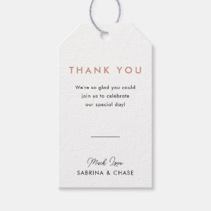Étiquettes-cadeau Tag de Mariage moderne Blush Rose Merci Favoriser
