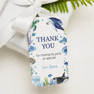 Étiquettes-cadeau Tag de Merci d'anniversaire de la tortue des anima