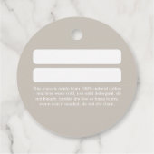 Étiquettes Cadeau Tag de pendaison moderne en beige (Dos)