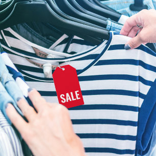 Étiquettes-cadeau Tag de produit de vêtements de vente rouge moderne