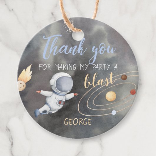 Étiquettes Cadeau Tag du Merci spatial astronaute (Devant)