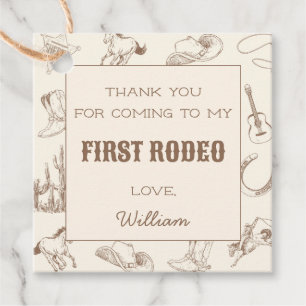 Étiquettes Cadeau Tag du premier Rodeo Cowboy Western Birthday Merci