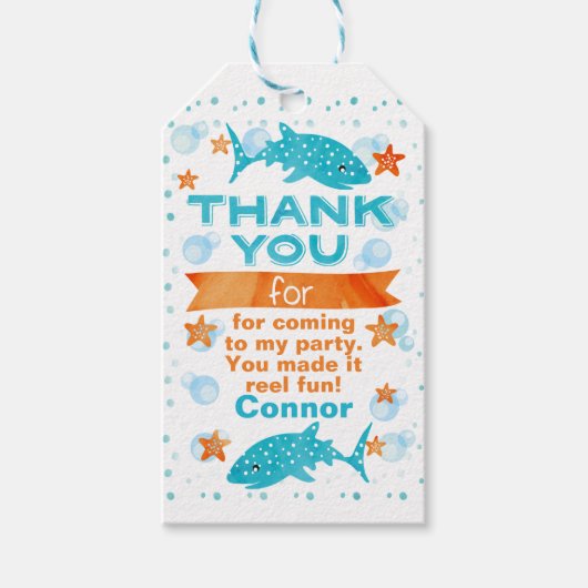 Étiquettes-cadeau Tag Favori d'anniversaire de requin-baleine fin-ta (Devant)