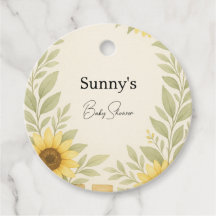 Tag Fleur de tournesol & Sage Baby shower rustique