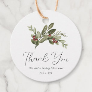 Étiquettes Cadeau Tag hiver verdure Merci Favour