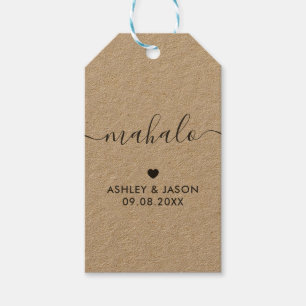 Étiquettes-cadeau Tag Mahalo, Merci Mariage, Kraft