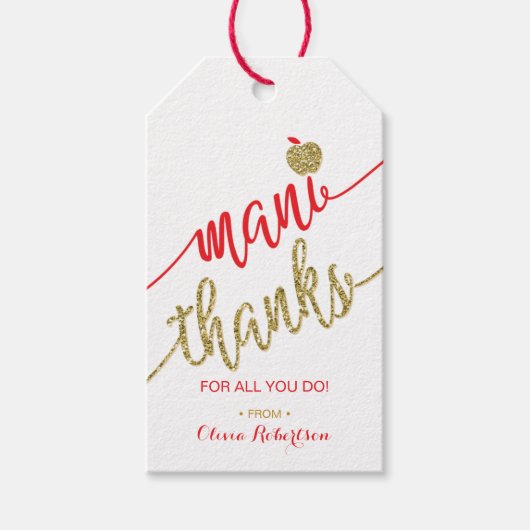 Étiquettes-cadeau Tag Merci Mani, Appréciation de l'enseignant (Devant)