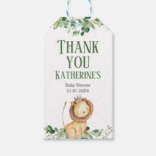 Étiquettes-cadeau Tag Prince Lion Green Floral Merci