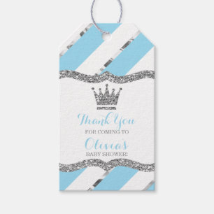 Étiquettes-cadeau Tag Prince Merci, Bleu, Parties scintillant Faux, 