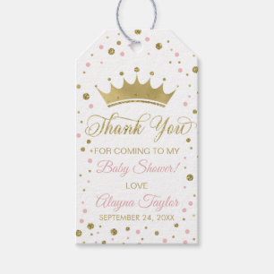 Étiquettes-cadeau Tag Princesse Merci, Rose, Parties scintillant Fau
