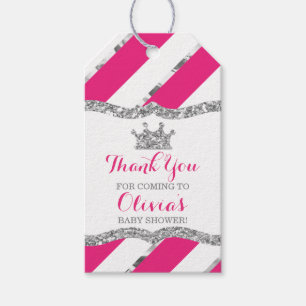 Étiquettes-cadeau Tag Princesse Merci, Rose, Parties scintillant Fau