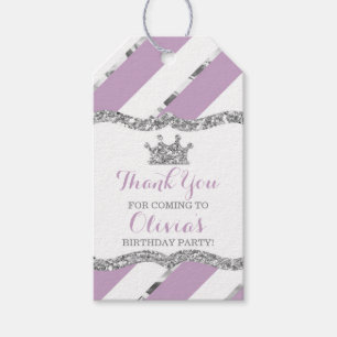 Étiquettes-cadeau Tag Princesse Merci, Violet, Argent, Couronne
