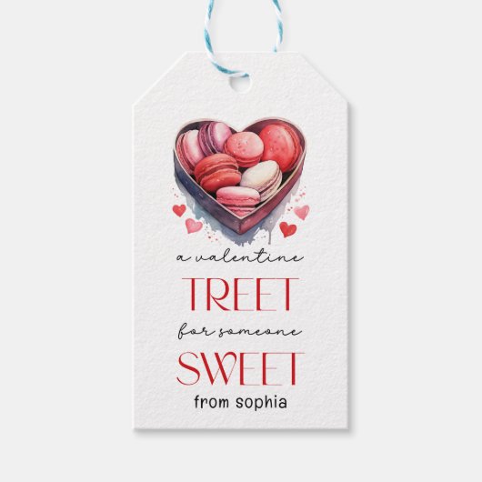 Étiquettes-cadeau Tag rose rouge Valentines macarons (Devant)