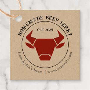 Étiquettes Cadeau Tag rustique Jerky de boeuf avec Bull Silhouette