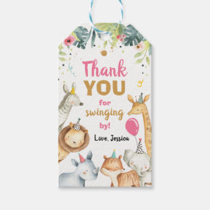 Étiquettes-cadeau Tag Safari Animaux Wild Girl Anniversaire Merci
