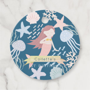 Étiquettes Cadeau Tag sous la mer Sirène Marine bleu Anniversaire Fa