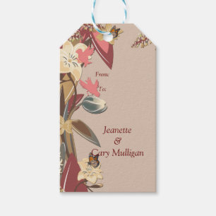 Étiquettes-cadeau Tag Tan -Marsala Vin & torsion de cadeau rose