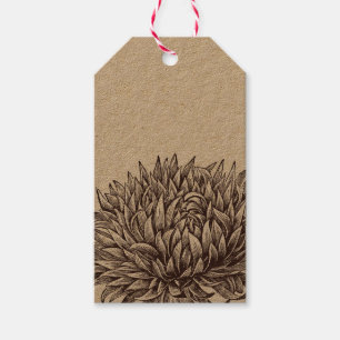 Étiquettes-cadeau Tag vintage Chrysanthemum Kraft