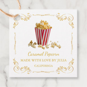 Étiquettes Cadeau Tag vintage de Carré de Popcorn fait maison