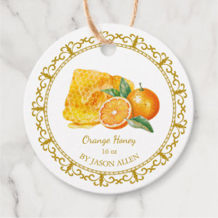 Étiquettes Cadeau Tag vintage de nid d'abeille orange de miel infusé