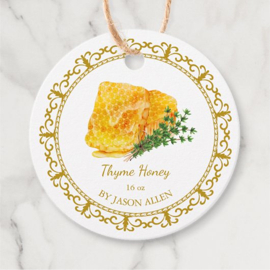 Étiquettes Cadeau Tag vintage Honeypeb Thyme infusé Honey Hang (Devant)