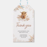 Tags Brown Highland Cow Baby shower Favoriser