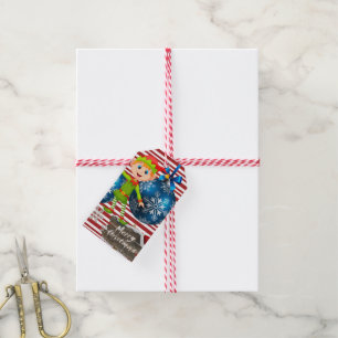 Étiquettes-cadeau Tags cadeau de Noël Elf Stripe