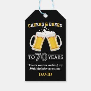 Étiquettes-cadeau Tags cadeaux Cheers and Beers to 70 Years