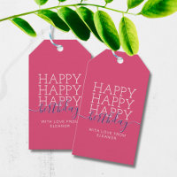 Tags cadeaux d'anniversaire rose moderne