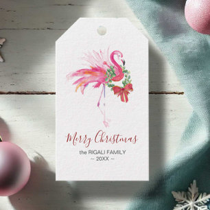 Étiquettes-cadeau Tags cadeaux de Noël Flamant rose tropical mignon