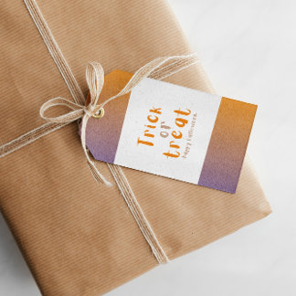 Étiquettes-cadeau Tags cadeaux d'Halloween moderne orange et violet