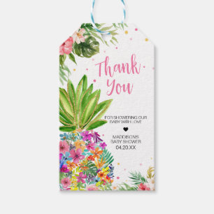 Étiquettes-cadeau Tags favoris de l'ananas floral tropical