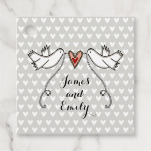 Étiquettes Cadeau Tags favoris de mariage des colombes blanches pers