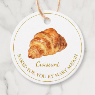 Étiquettes Cadeau Tags Homemade Croissant Favor Blanc