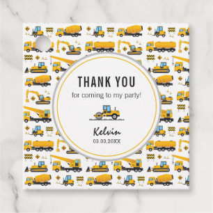 Étiquettes Cadeau Tags Merci Favor Construction Truck Thème