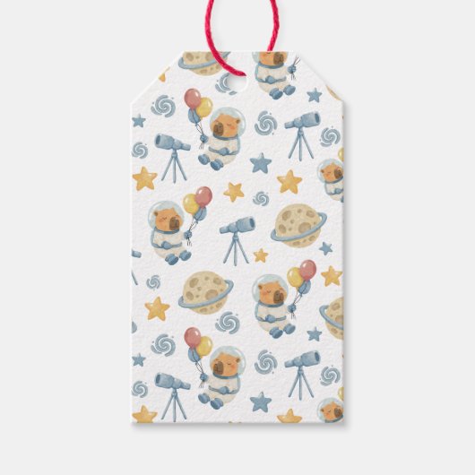 Étiquettes-cadeau Tags Motifs Capybara Astronaut (Devant)