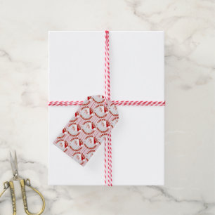 Étiquettes-cadeau Tags père Noël Face Circles Red Stripes-Cadeaux