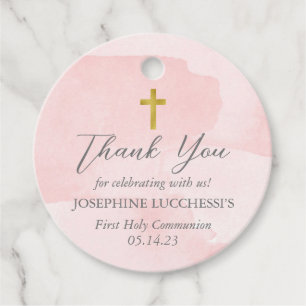 Étiquettes Cadeau Tags Pink Communion, Girl Baptism Tags, Christenin