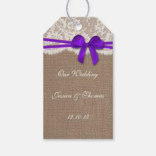 Étiquettes-cadeau Tags Rustic Purple Bow Collection