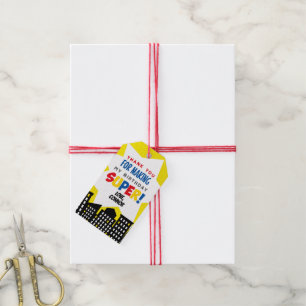 Étiquettes-cadeau Tags Superhero Favor, Jaune
