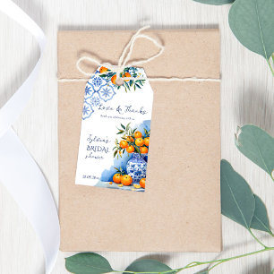 Étiquettes-cadeau Talavera bleu ornages agrumes prime douche