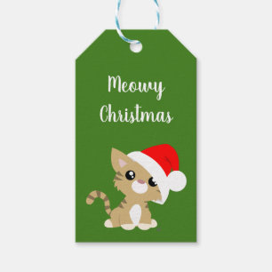 Étiquettes-cadeau Tan Meowy Christmas Kitty Tags cadeaux