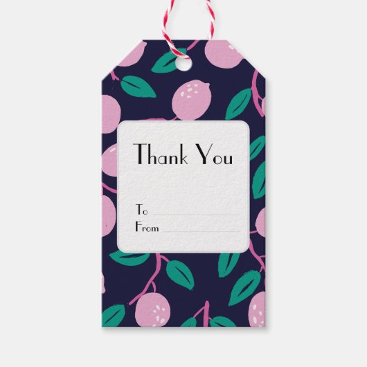 Étiquettes-cadeau Tangy Tendrils Marine rose (Devant)