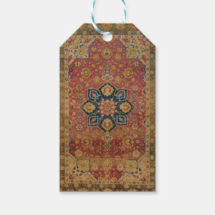Étiquettes-cadeau Tapis persan asiatique Kashan en or rouge