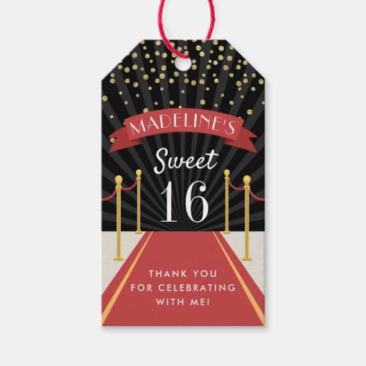 Étiquettes-cadeau Tapis rouge Hollywood Merci personnalisé Favoriser (Devant)