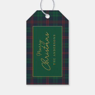 Étiquettes-cadeau Tartan à carreaux élégant de Noël