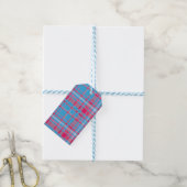 Étiquettes-cadeau Tartan bleu et rouge (Avec de laficelle)