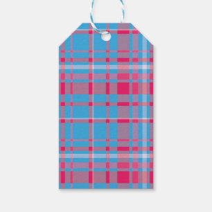 Étiquettes-cadeau Tartan bleu et rouge