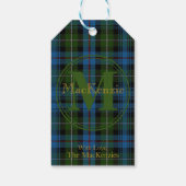 Étiquettes-cadeau Tartan doré du clan écossais MacKenzie Nom/Monogra (Dos)
